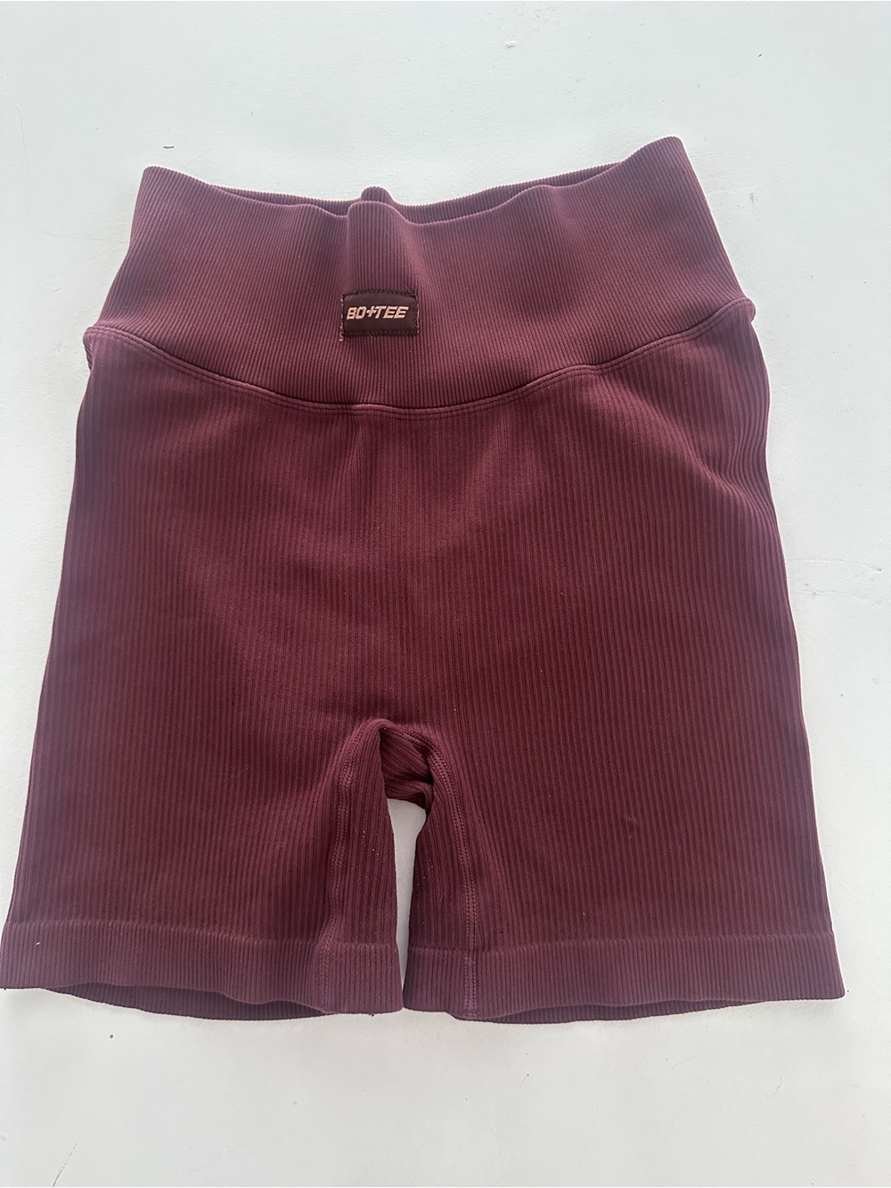 Bo+Tee Women's ribbed Brown Shorts small squat proof waist snatching